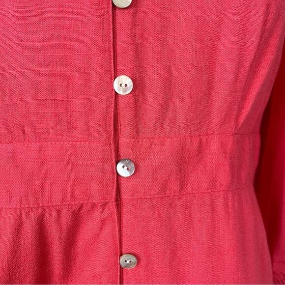 J.Jill Dress A-line Size XS V-Neck Button Front Linen Blend Coral Pink Women’s - Picture 8 of 11